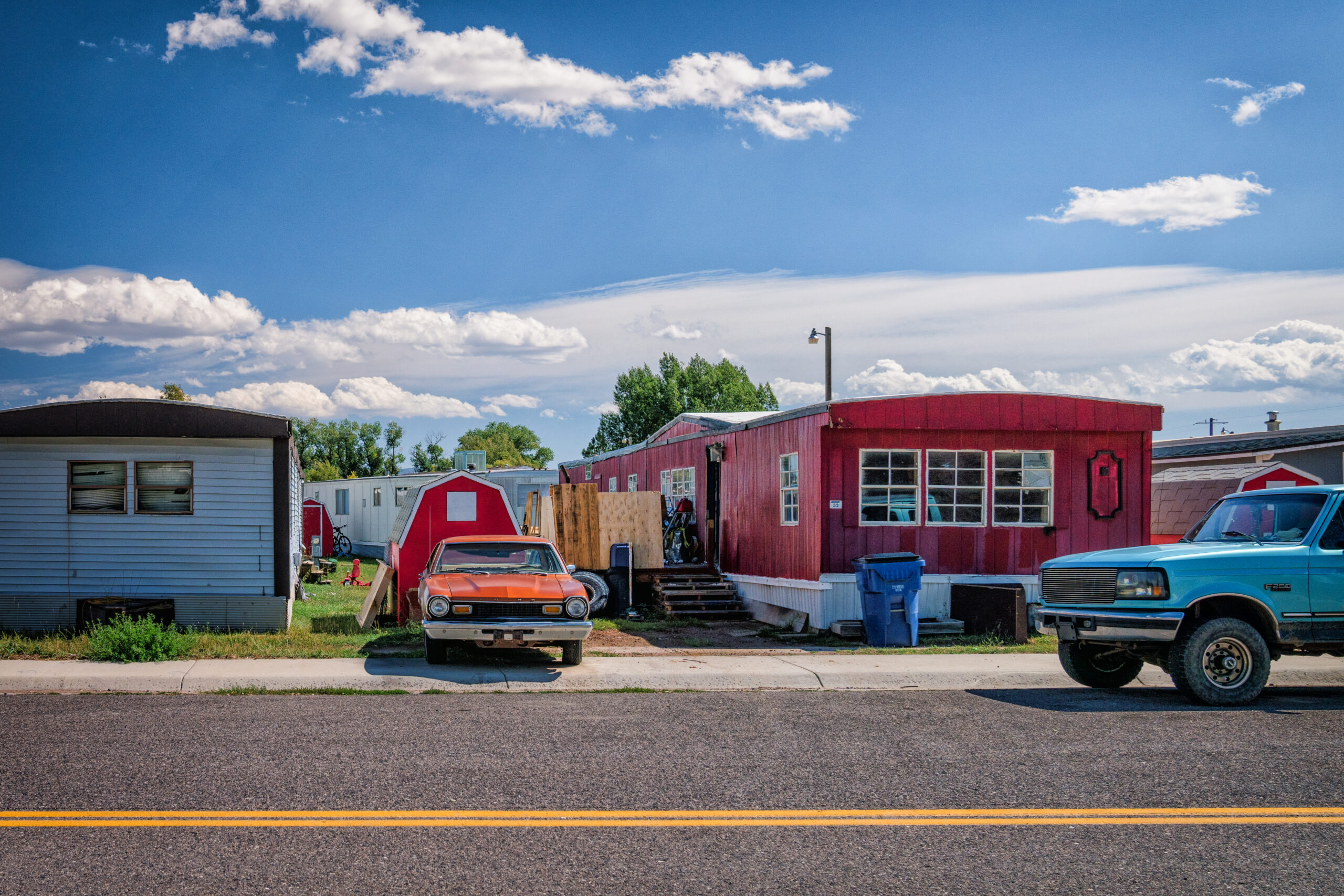 Manufactured home community with well-maintained homes and streets