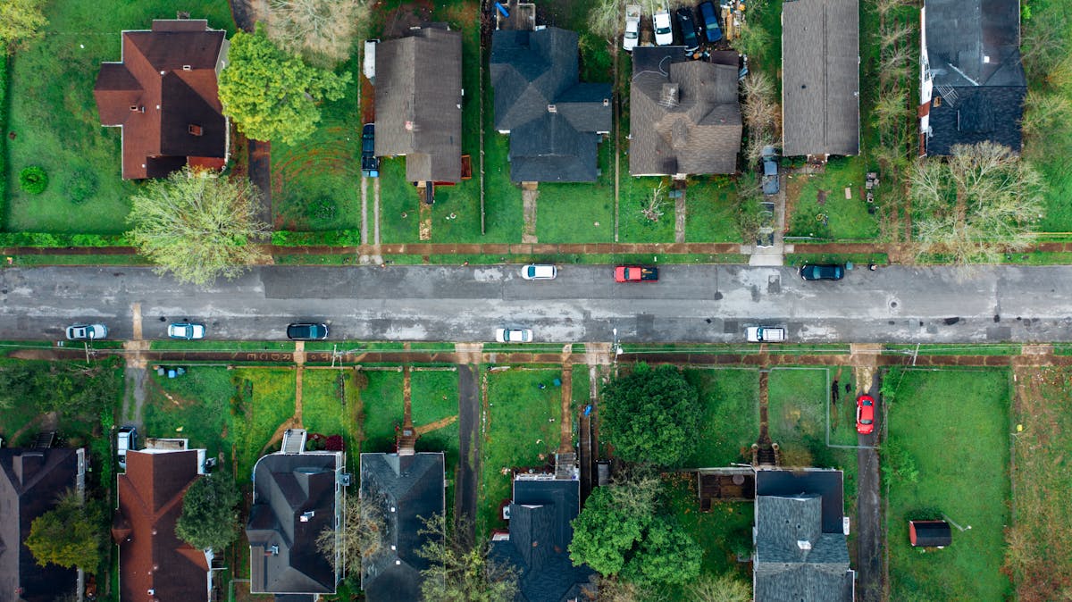 Aerial view comparing The Woodlands and Conroe Texas