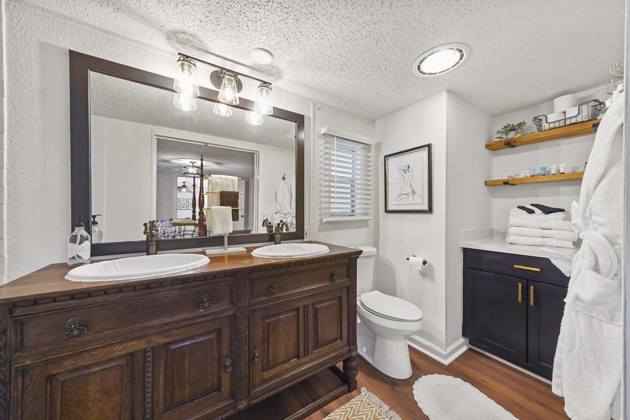 Primary bathroom with double-sink vanity